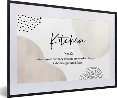 Produktbild von MuchoWow® Gerahmtes Poster Sprichwörter - Definition Küche - Zitate - Küche - Wörterbuch 60x40 cm - Poster mit Schwarzem Bilderrahmen Wandposter Rahmen Foto Bilder - Schlafzimmer - Plakat in Rahmen - Drucken