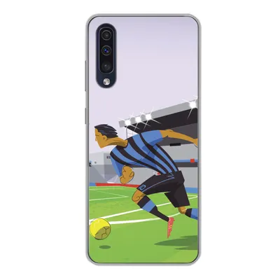 Produktbild von MuchoWow® Handyhülle Schutzhülle Hülle für Samsung Galaxy A50 Eine Illustration von Spielern, die in einem Stadion Fußball spielen - Junge - Mädchen - Kinder Silikon Softcase Handy Hülle - Mobiltelefonhülle
