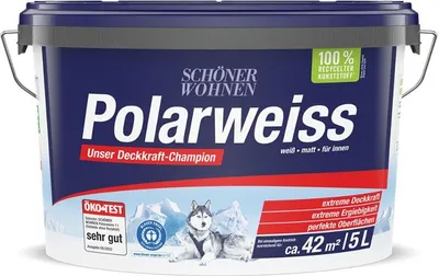 Produktbild von Schöner Wohnen Polarweiss Innenfarbe 5,0 Ltr.  weiß hohe Deckkraft