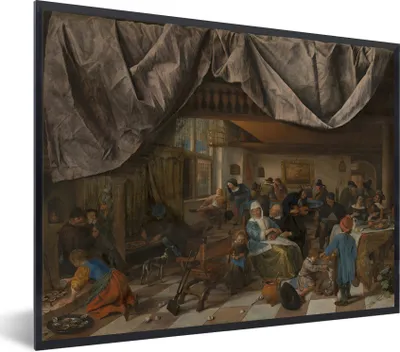 Produktbild von MuchoWow® Gerahmtes Poster Das Leben des Menschen - Jan Steen 40x30 cm - Poster mit Schwarzem Bilderrahmen Wandposter Rahmen Foto Bilder - Kunstposter - Wanddekorationen
