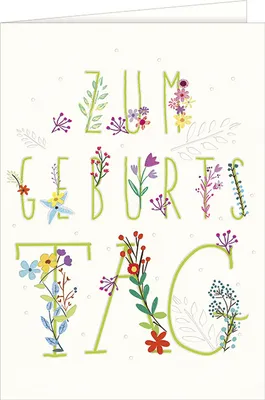 Produktbild von Geburtstag - A4 Karte mit Umschlag – Blumenschrift - Zum Geburtsta
