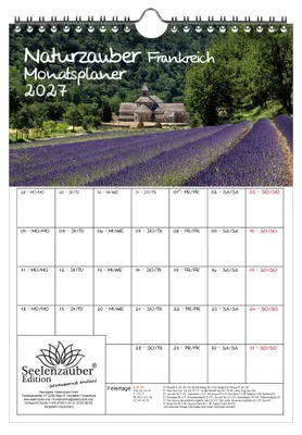 Produktbild von Naturzauber Frankreich Planer DIN A4 Kalender für 2027 Urlaub Landschaft Natur - Seelenzauber