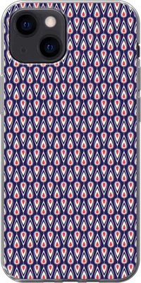 Produktbild von MuchoWow® Handyhülle Schutzhülle Hülle für Telefoonhoesje iPhone 13 mini Muster - Vintage - Blau - Rot Silikon Softcase Handy Hülle - Softcase