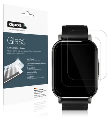 Produktbild von 2x Schutzfolie für Haylou LS02 watch - Anti-Shock 9H Folie dipos Glass Kunststoffglas