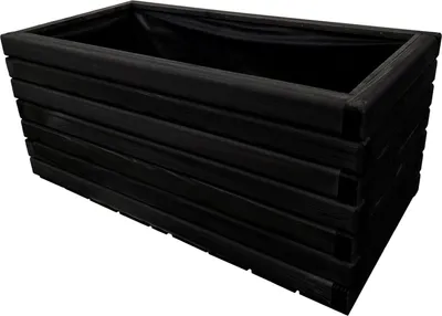 Immagine prodotto di HolzGarden Fioriera in Legno Massello Impregnato con Tessuto Non Tessuto 80x40x40 cm Colore Ebano – Vaso Esterno per Giardino Terrazza 88 L