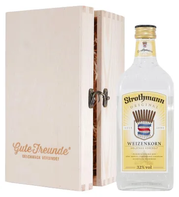 Produktbild von Strothmann Weizenkorn (0,35L) mit Geschenk-Holzkiste