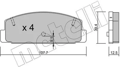 Produktbild von METELLI Bremsbeläge Satz Hinten Bremsklötze für MAZDA 6 Kombi (GH) 22-0302-2