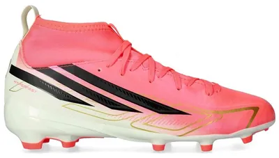 Imagen del producto de Botas de fútbol Adidas F50 Hyperfast League Mid Firm Ground Soccer Cleats Kids "Solar Turbo / Core Black / Gold Metallic" para Niños