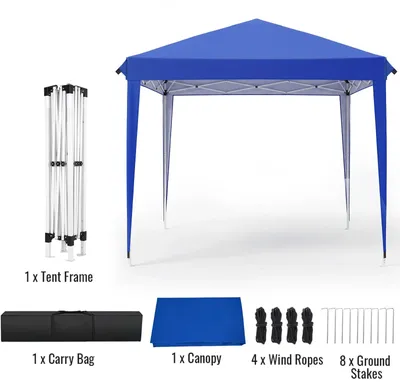 Produktbild von Faltpavillon - Gartenpavillon - 3 x 3 m - Oxford-Gewebe - Aluminiumrahmen - UV-Schutz - Blau