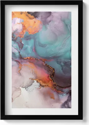 Produktbild von Flüssige Abstraktion mit Gold– Wandbild mit Rahmen – Gerahmtes Bild  – Wanddekoration – 40x60 cm –  Schwarz