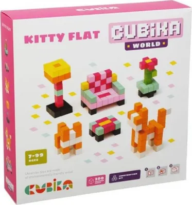 Produktbild von Cubika Holzklötze Baukasten - Katzenhaus