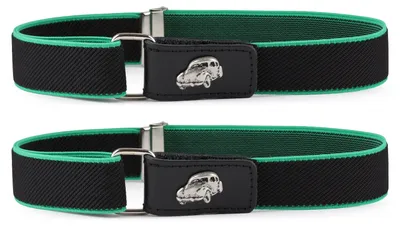 Produktbild von Ladeheid 2x Jungen Gürtel Elastik-Gürtel 1-6 Jahre 34-65 cm P15S (Schwarz/Grün/Auto, 62 cm x 2,5 cm)