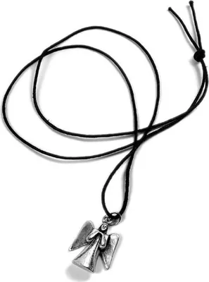 Produktbild von Minott Kette schwarzes Lederband zum verknoten mit Engel Anhänger 21442