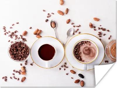 Produktbild von MuchoWow® Poster Kaffee - Kaffeebohnen - Schokolade 120x90 cm - Wandbild