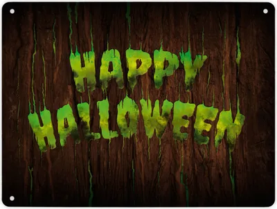 Produktbild von Metallschild XL mit Spruch: Happy Halloween Schild Blechschild Aluminiumschild