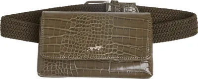 Immagine prodotto di Schockemöhle Pocket Belt cintura a marsupio oliva cintura elastica intrecciata con applicazione in pelle di coccodrillo, taglia:85