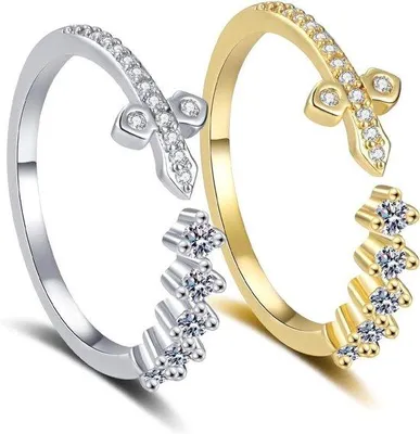 Produktbild von Verstellbarer Damenschmuck Ring Set Gold Silber