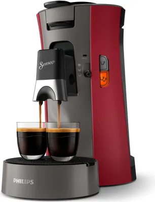 Produktbild von Philips Senseo® Select Kaffee Pad Maschine, 3 Kaffeespezialitäten, Kaffeestärkewahl Plus, Crema Plus, Rot (CSA230/90)