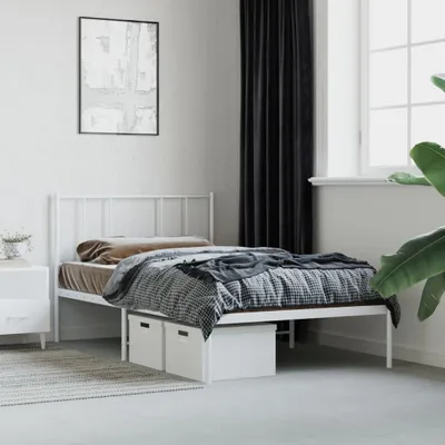 Produktbild von "2026 Promotion" Bettgestell moderne - mit Kopfteil - Metall Weiß - 100x200 cm - Polsterbett CC21345