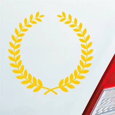 Produktbild von Auto Aufkleber Lorbeerkranz Insigne Auszeichnung Siegerkranz 10x10 cm Gelb Sticker Heckscheibenaufkleber