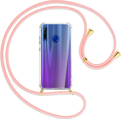 Produktbild von Handykette Backcover-Schutzhülle mit Band (Metall goldfarben) für Honor 20 Lite / 20e - rosa