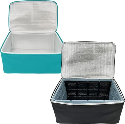 Produktbild von 12x Kühltasche 52x35x24cm Isoliertasche Thermotasche Picknicktasche Kühlbehälter Kühlbox Getränkekühler Einkaufstasche Picknick Festival schwarz türkis