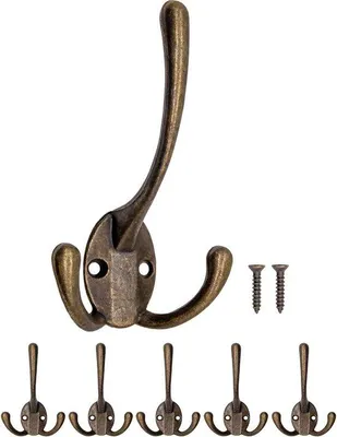 Produktbild von Antike Garderobehaken in Messingbronze, Vintage-Landhaus-Design, Set von 5 Stück