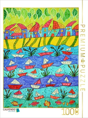 Produktbild von CALVENDO Puzzle Häuser am Meer | 1000 Teile Lege-Größe 64x48cm Foto-Puzzle für glückliche Stunden
