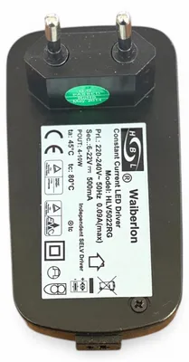 Produktbild von Waiberlon HLV5022RG LED Treiber 500mA 6–22V 4–10W – Konstantstrom Netzteil mit Strich-Punkt Anschluss | passend für Tisch- & Stehleuchten (z. B. Somp
