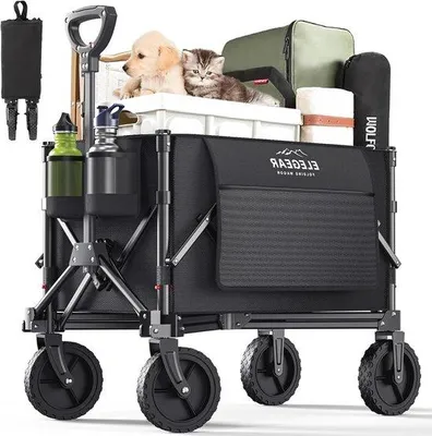 Image de Chariot à roulettes pour enfants 120 l, noir, pliable