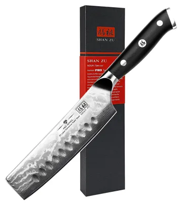 Image de Shan Zu Couteau de cuisine 16,5 cm Couteau universel Acier inoxydable Damas Lame de couteau extra-tranchante Poignée ergonomique Emballage cadeau exquis