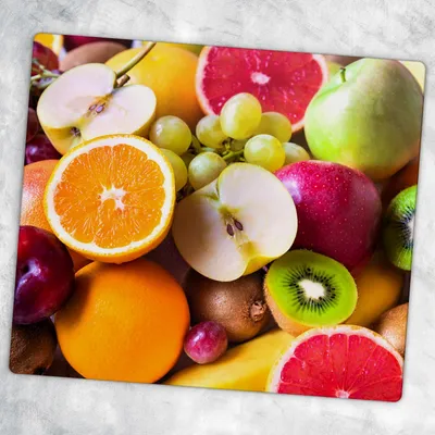 Produktbild von Glas-Herdabdeckplatten Glaskeramikkochfeld-Abdeckung Spritzschutz Glas 60 cm x 52 cm - Bunte Früchte