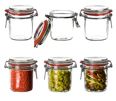Produktbild von BigDean 6x Vorratsgläser mit Bügelverschluss 0,5 L rund - Einmachgläser Einkochgläser - Inkl. Gummiring - luftdichte Aufbewahrungsgläser - Draht-Bügel
