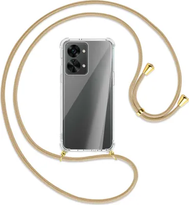 Produktbild von Handykette Backcover-Schutzhülle mit Band (Metall goldfarben) für OnePlus Nord 2T (CPH2399, 6.43'') - caramel