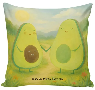 Produktbild von Mr. & Mrs. Panda kissen für sofa Avocado Pärchen Design - Weiß - Geschenk, Kuschelkissen, Polster, Veggie, Sofakissen, Kinder, 40x40, Frucht, Avocados, Hochzeit