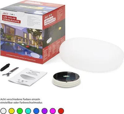 Produktbild von Bonetti LED Solar Gartenleuchte Stein / 8 Farben / optionaler Farbwechsel / 40 od. 50 cm / IP67 / RGB / Solarlampe / Dekoleuchte / Außenleuchte / Gartenlampe / Dekostein / Leuchtstein / Stone (50 cm)