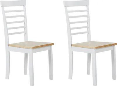 Produktbild von BELIANI Esszimmerstuhl Gummibaumholz / Weiss 2er Set Wohnzimmer Küche Esszimmer