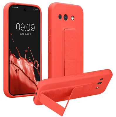 Produktbild von kwmobile Handyhülle für Google Pixel 10a Hülle - TPU Silikon Case mit Fingerhalter und Stand - Schutzhülle Cover in Koralle