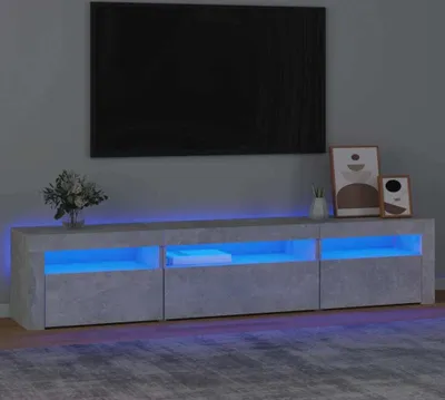 Produktbild von "Rabatt" TV-Schrank - Fernsehschrank - TV-Lowboard - mit LED-Leuchten - Betongrau 195x35x40 cm - TV-Schränke CC7496