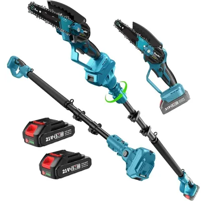 Obrázok produktu pre Teleskopická rezačka na drevo – 2 v 1, mini reťazová píla – bezuhlíkový motor – 2 batérie