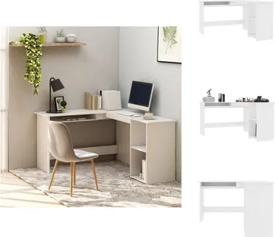 Produktbild von vidaXL Eckschreibtisch in L-Form Weiß 120x140x75 cm Holzwerkstoff -  Schreibtische