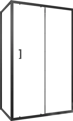 Image de Porte de douche + Retour 120x90x200 cm - Verre 6 mm - Profilé Noir - CRUSH