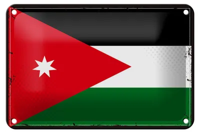 Produktbild von Blechschild Flagge Jordaniens 18x12cm Retro Flag of Jordan Dekoration