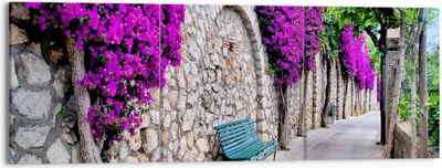 Produktbild von Bild auf Leinwand - Leinwandbild - Pflanzen Bank Straße Sommer - 150x50cm - Wand Bild - Wanddeko - Leinwanddruck - Bilder - Kunstdruck - Wanddekoration - Leinwand bilder - Wandkunst - CA150x50-2790