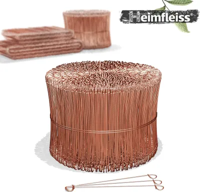 Produktbild von Heimfleiss® Ösendraht Betonbindedraht 1,0 x 140 mm (1000 Stk.) - verkupferter Rödeldraht - Bindedraht für Drillapparat