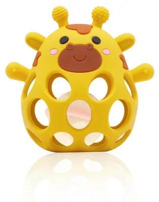 Productafbeelding van MuyPetit rammelaar giraffe en bijtring voor baby's (geel)