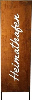 Produktbild von Schild Spruchtafel Gartenschild Edelrost rostige Gartendeko 115cm Edelrost Heimathafen