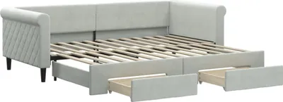 Zdjęcie produktu dla VidaXL 3197819, sofa rozkładana, Szary, Pianka, Metal, Poliester, Drewno, 2290 mm, 1000 mm