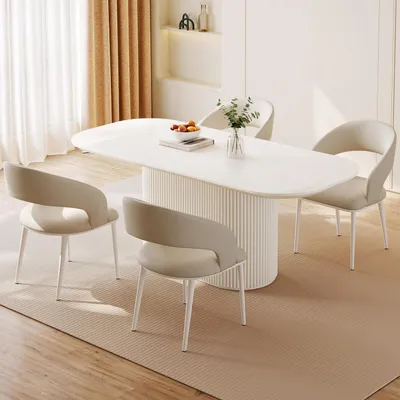 Immagine prodotto di Tavolo da pranzo bianco con 4 sedie, 177,8 cm