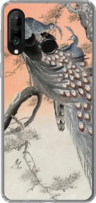 Produktbild von MuchoWow® Handyhülle Schutzhülle Hülle für Telefoonhoesje Huawei P30 Lite Pfauenfedern - Pfau - Vintage Silikon Softcase Handy Hülle - Handyhülle